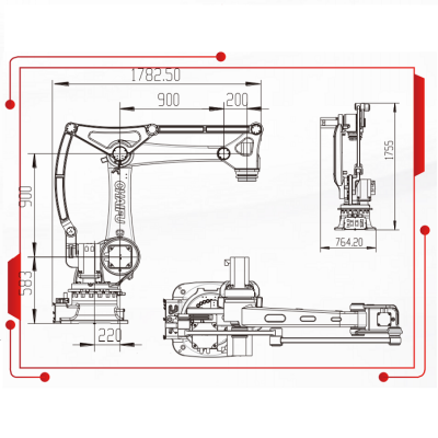 4 Aixs Robotic Arm Manipulator With 50KG Payload 2220MM Reach Palletizing Robot And Handling Robot图2