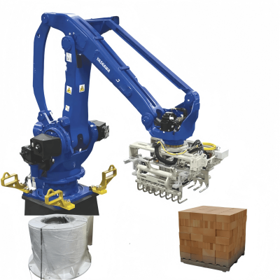 Yaskawa PL320 Palletizing Robot 4 Axis Robot Schunk Gripper Stack Solar Panel Module Marble Brick